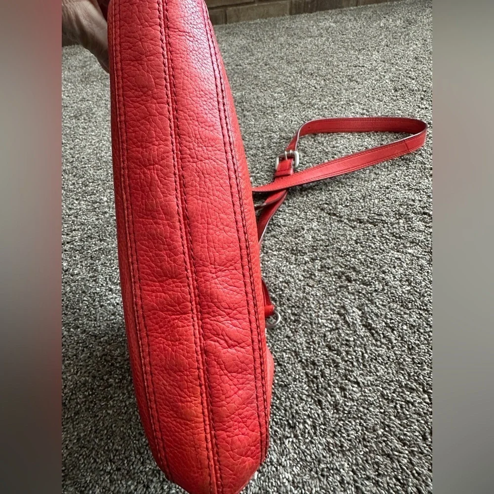 Vintage Fossil Marlow Red Leather Crossbody Bag Turnlock Purse GUC